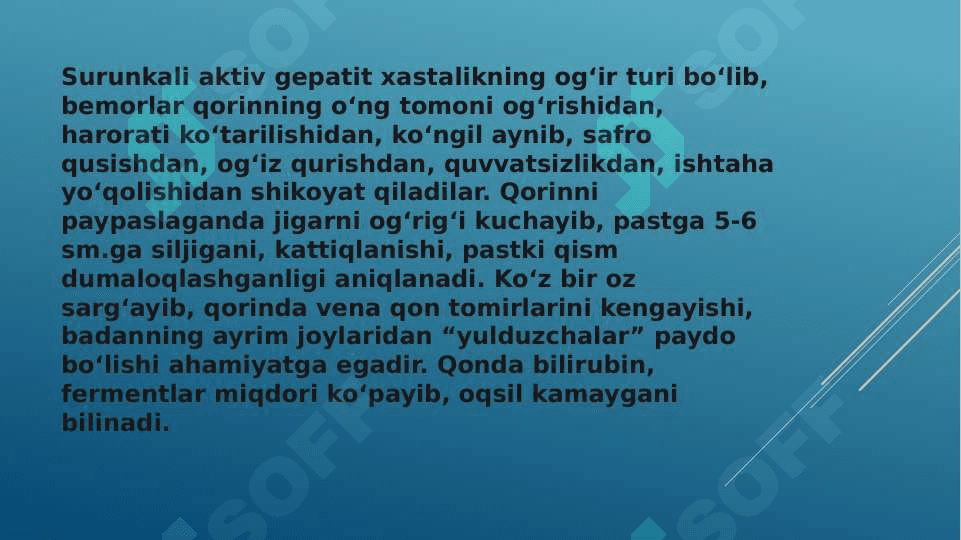 Surunkali gepatitlar va xolesistitlarda yog'lar hazmlanishini buzilishi 7