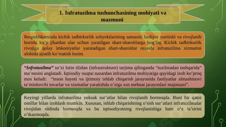 IQTISODIYOTNING KICHIK BIZNES VA TADBIRKORLIK SUB’YEKTLARIGA XIZMAT KO’RSATUVCHI BOZOR INFRATUZILMALARI 2