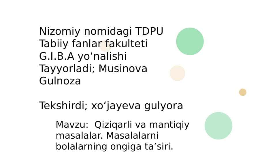 Qiziqarli va mantiqiy masalalar 1