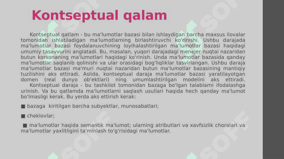 Ma’lumotlar bazasi tizimining arxitekturasi 7