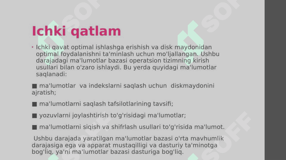 Ma’lumotlar bazasi tizimining arxitekturasi 8