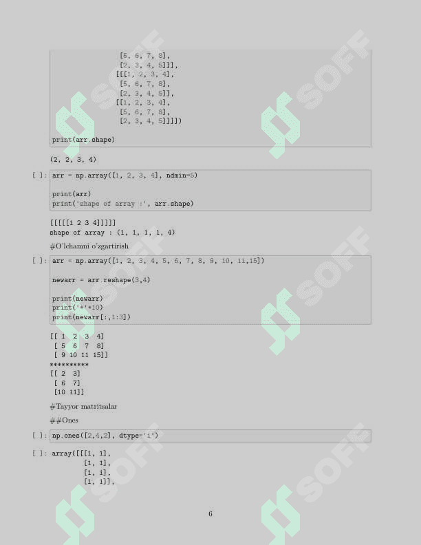 Numpy kutubxonasini o’rnarish 6