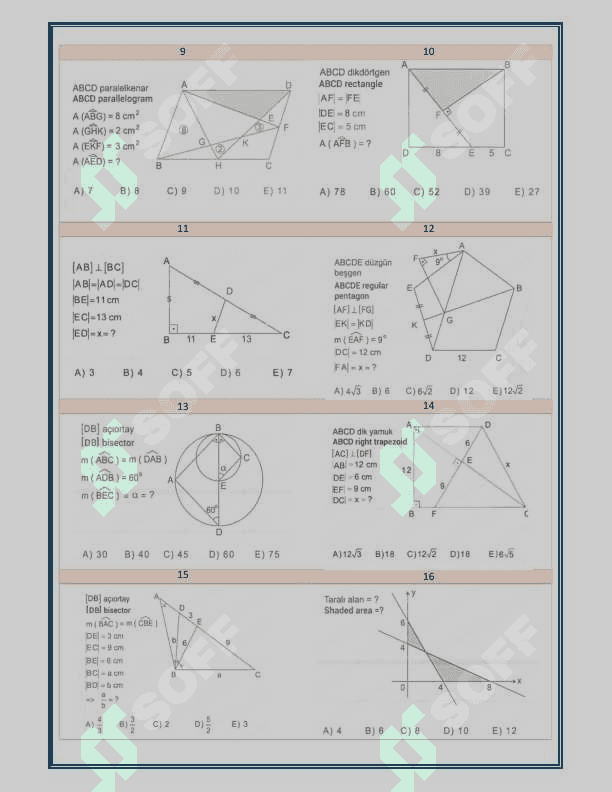 Milliy sertifikat uchun Geometriyadan test 2