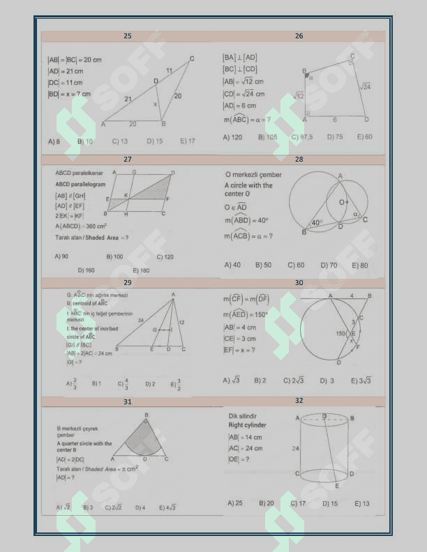 Milliy sertifikat uchun Geometriyadan test 4