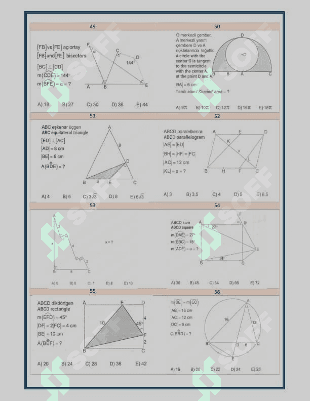 Milliy sertifikat uchun Geometriyadan test 7