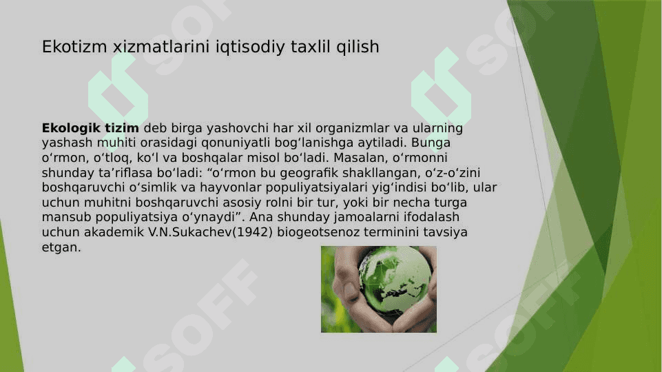 Ekotizm xizmatlarini iqtisodiy taxlil qilish 2