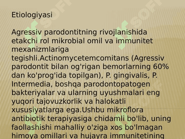 Parodont kasalliklarining
 agressiv shakllari 5