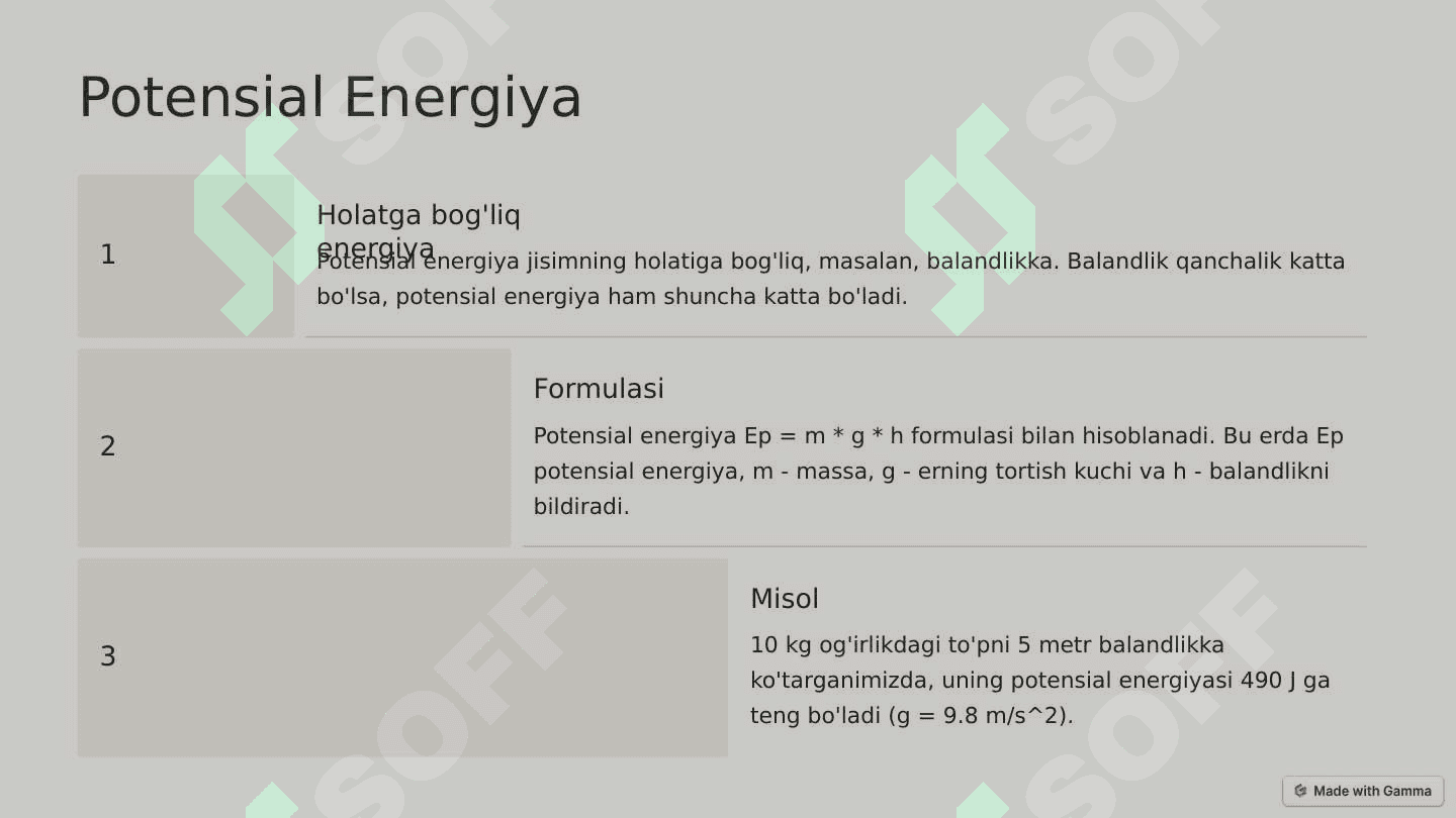 Mexanik energiyaning saqlash qonuni 4