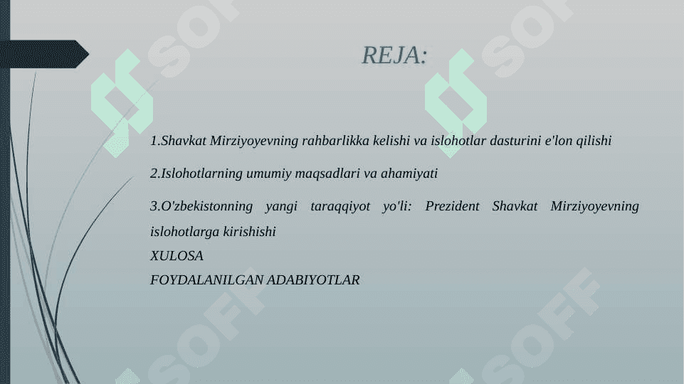 YANGI O'ZBEKISTONDA PREZIDENT SH.M.MIRZIYOYEV RAHBARLIGI VA TASHABBUSI OSTIDA AMALGA OSHIRILAYOTGAN ISLOHOTLAR 2