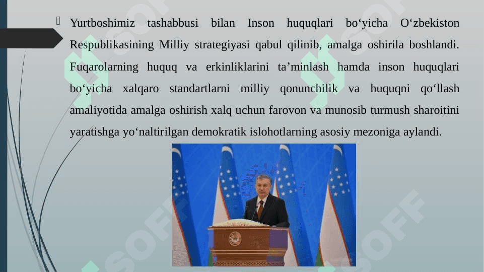 YANGI O'ZBEKISTONDA PREZIDENT SH.M.MIRZIYOYEV RAHBARLIGI VA TASHABBUSI OSTIDA AMALGA OSHIRILAYOTGAN ISLOHOTLAR 5