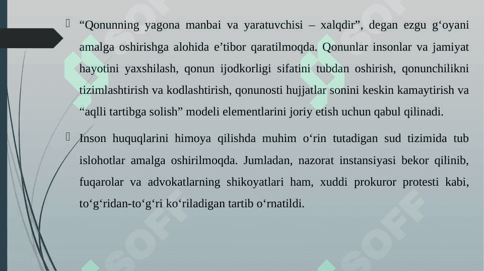 YANGI O'ZBEKISTONDA PREZIDENT SH.M.MIRZIYOYEV RAHBARLIGI VA TASHABBUSI OSTIDA AMALGA OSHIRILAYOTGAN ISLOHOTLAR 8