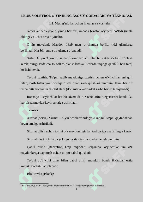 VOLEYBOL MASHG'ULOTLARINI TASHKIL QILISH VA O'TKAZISH 5