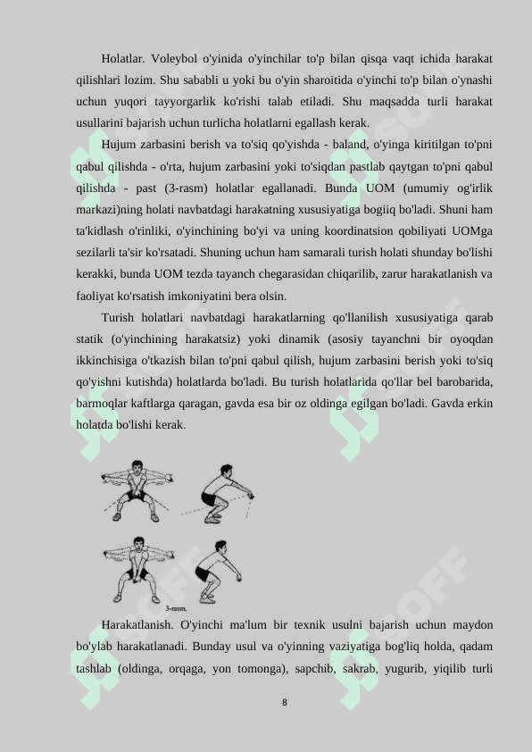 VOLEYBOL MASHG'ULOTLARINI TASHKIL QILISH VA O'TKAZISH 8