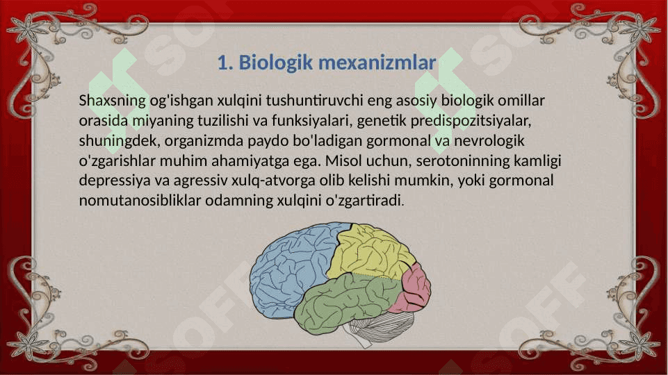 Shaxs og`ishgan xulqining mexanizmlari 3
