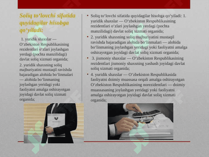 Soliq idoralarida soliqlar va majburiy to’lovlar hisobining yuritilishi 2