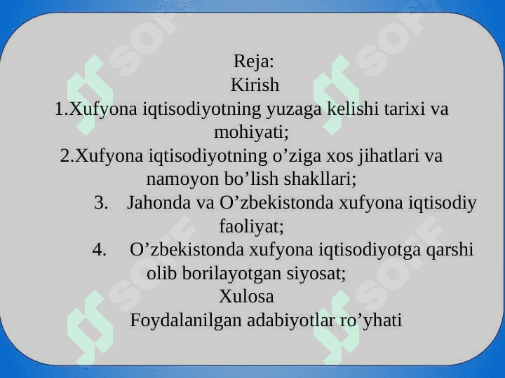 Xufyona iqtisodiyot, uning o’lchamlari va namoyon bo’lish shakllari 2