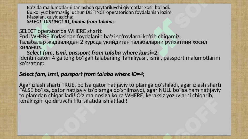 SQL - tilida so‘rovlar 6