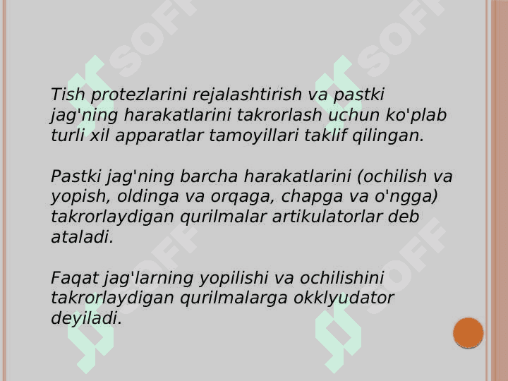 Pastki jag' harakatlarini ta'minlovchi apparatlar. 2