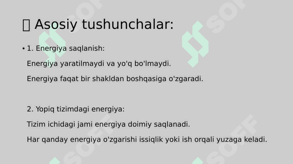 Termodinamikaning 1-qonuni 2