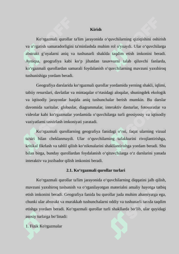 Koʻrgazmali qurollar ularning turlari va geografiya darslarida ulardan foydalanish metodikasi 2