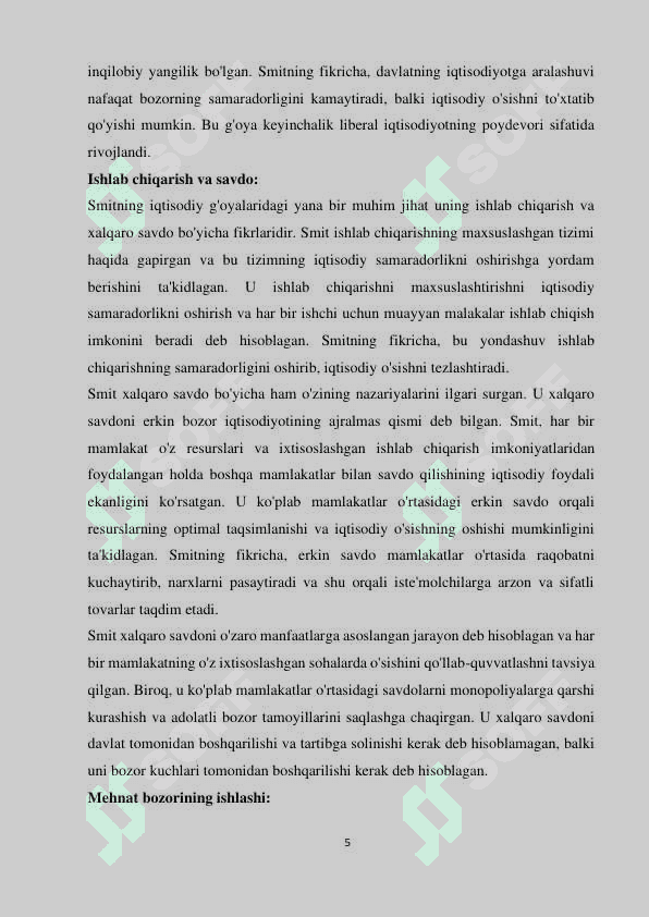 ADAM SMIT VA DAVID RIKARDO IQTISODIY G'OYALARI,  ASARLARINI O'QISH HAMDA TAHLIL QILISH 4