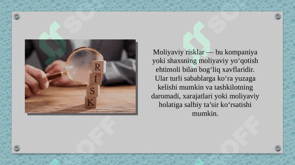 Moliyaviy risklarni baholash metodlari 2
