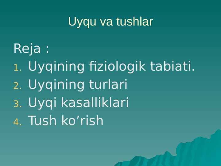 Uyqu va tushlar 1