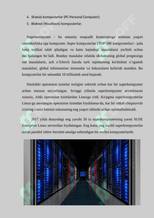 Superkompyuterlar va ularning xususiyatlari. 5