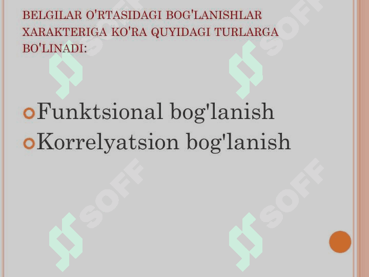 O‘zaro bog‘lanishlarni statistikada o‘rganish 4