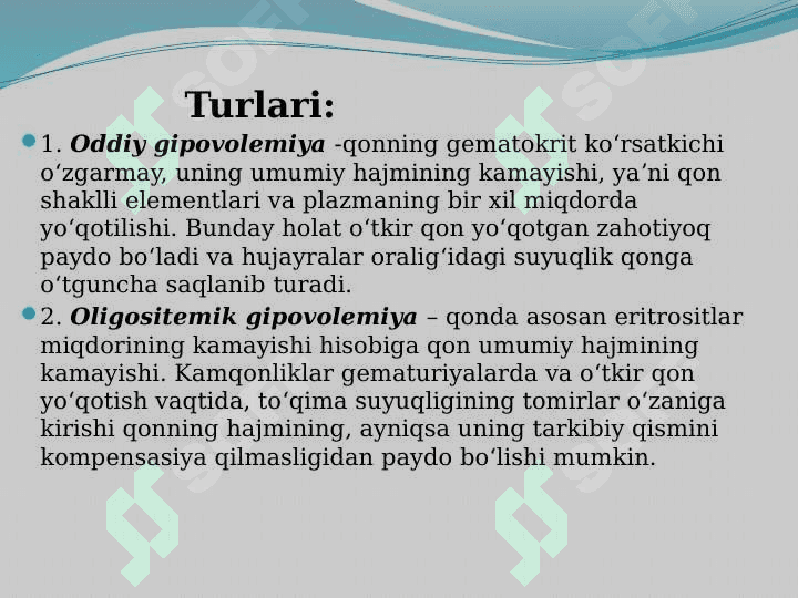 Gipovolemiyalarda qon aylanishi oʻzgarishlari 4