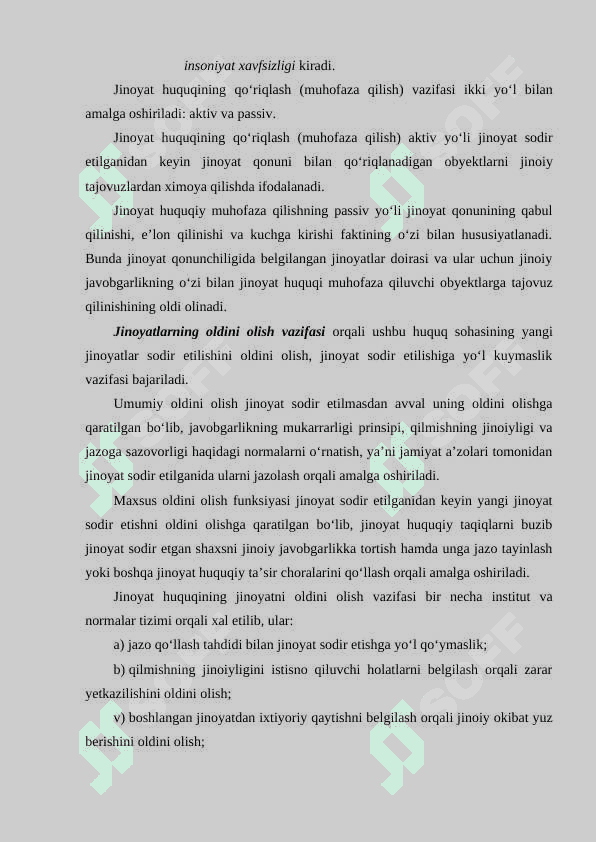 Jinoyat huquqi faniga kirish. Jinoyat qonuni 4