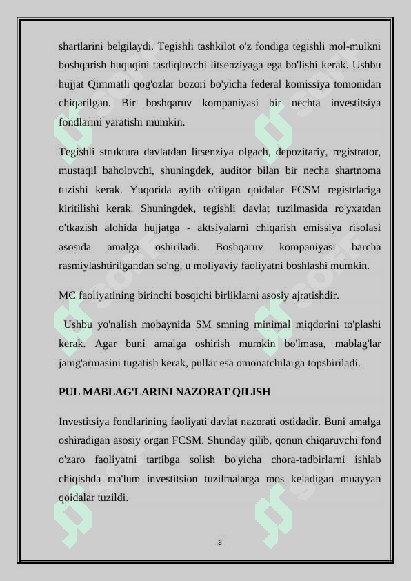 Kollektiv invistitsiya vositalari 8