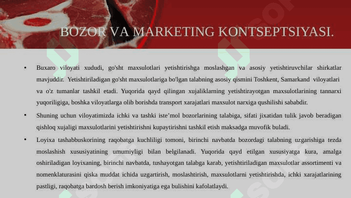 GO’SHT VA KOLBASA MAXSULOTLARINI Ishlab chiqarish loyihasi 4