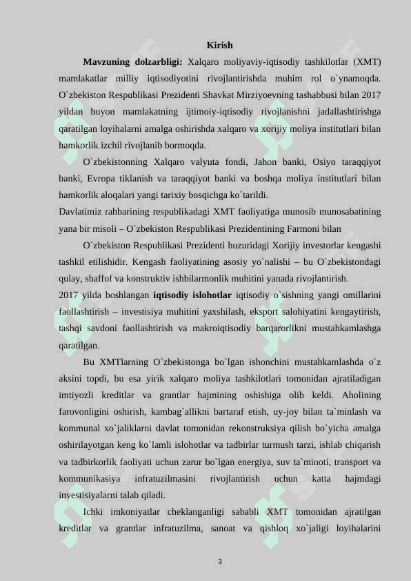 O'zbekiston Respublikasining xalqaro banklar va fondlar bilan hamkorligi 3