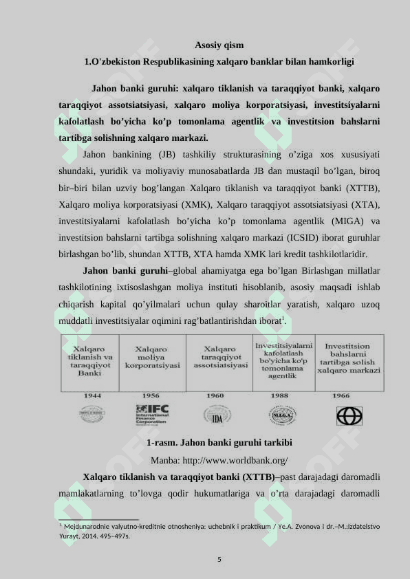 O'zbekiston Respublikasining xalqaro banklar va fondlar bilan hamkorligi 5