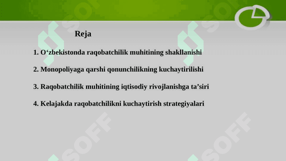O‘ZBEKISTONDA RAQOBATCHILIK MUHITINING SHAKLLANISHI VA MONOPOLIYAGA QARSHI QONUNCHILIKNING KUCHAYTIRILISHINING AHAMIYATI. 2