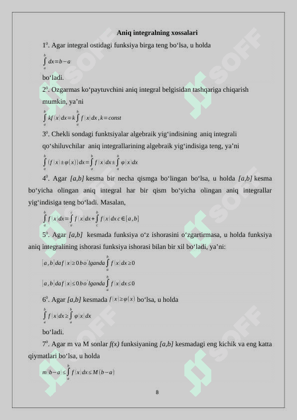INTEGRALLARNI  TAQRIBIY HISOBLASH USULLARI. SIMPSON USULI 8