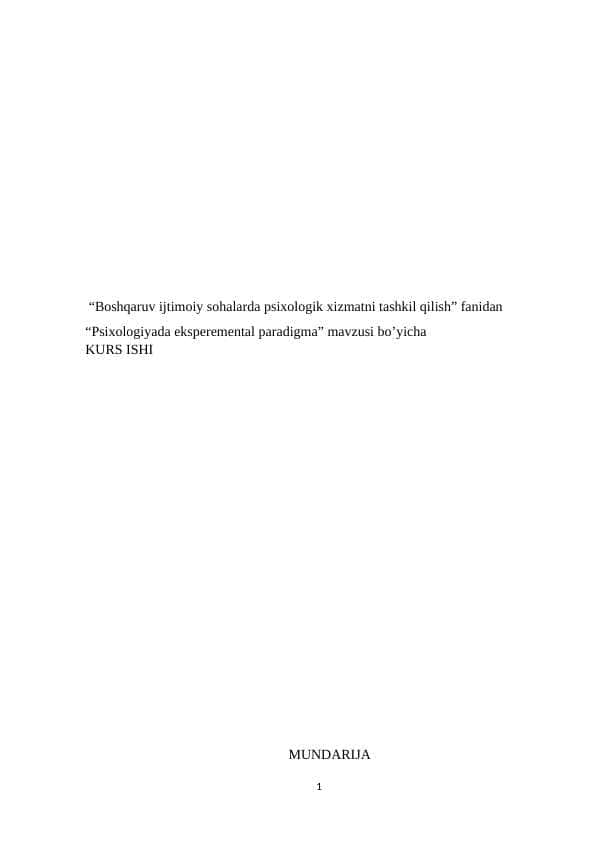 "Psixologiyada Eksperemental paradigma" 1