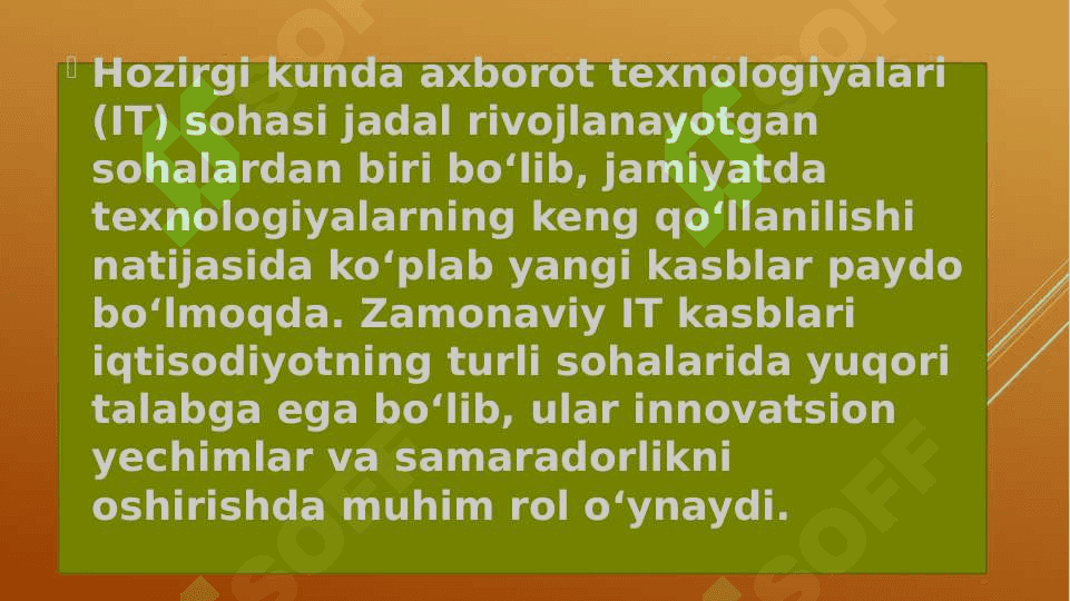 Zamonaviy  dasturlash(IT)  kasblarI 2