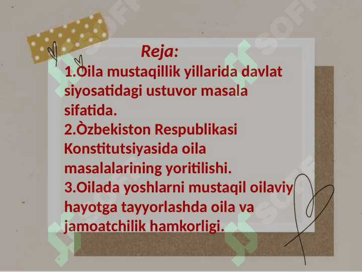 Oʻzbekistonda oila pedagogika fanining rivojlanishining ijtimoiy-iqtisodiy, me'yoriy-huquqiy asoslari. 2