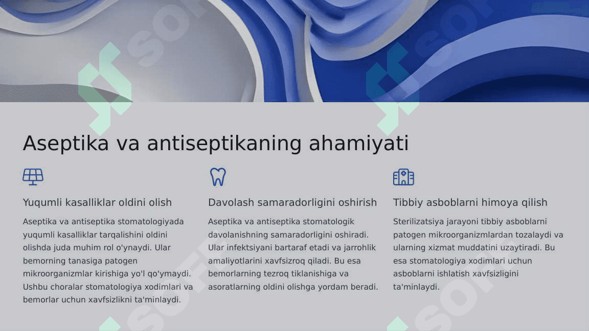 Terapevtik  stomatologiyada  aseptika va  antiseptika.  Sterilizatsiya. 3