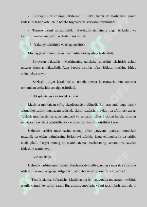 Uzluksiz tashish mashinalarini montaj qili 4