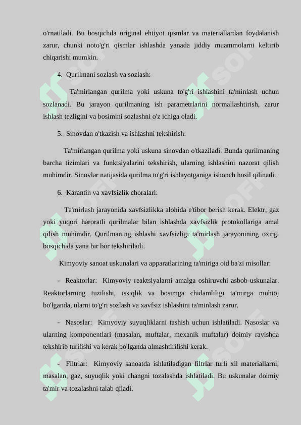 Qurilma va uskunalarni ta'mirlash 2