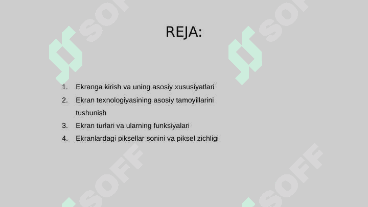 Ekran va uning asosiy xususiyatlari va ishlash printsiplari 2