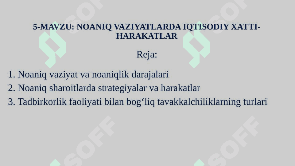 NOANIQ VAZIYATLARDA IQTISODIY XATTI-HARAKATLAR 2