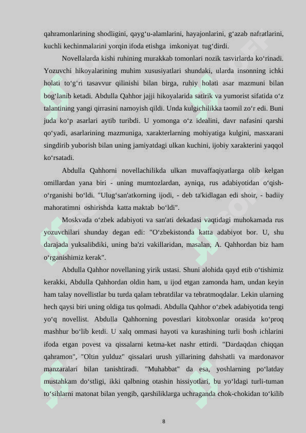 Abdulla Qahhor romanlarida ijtimoiy muhit ta’siri Abdulla Qahhor romanlarida ijtimoiy muhit ta’siri 8