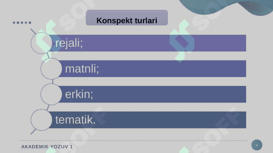KONSPEKT.  KONSPEKT TURLARI. 6