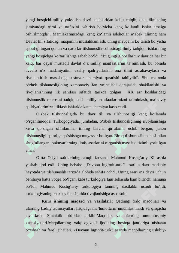 Qadimgi xalq maqollari va ularning badiiy xususiyatlari  ( «Devonu lug‘otit-turk» asosida ) 3