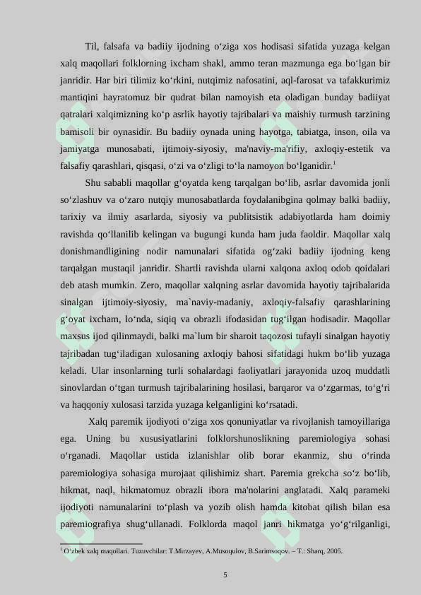 Qadimgi xalq maqollari va ularning badiiy xususiyatlari  ( «Devonu lug‘otit-turk» asosida ) 5