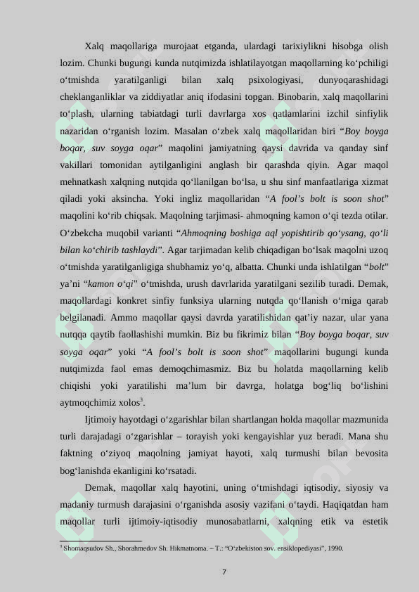 Qadimgi xalq maqollari va ularning badiiy xususiyatlari  ( «Devonu lug‘otit-turk» asosida ) 7
